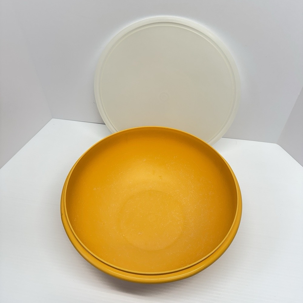 Vintage Tupperware Large Fix N Mix Yellow Orange Bowl 274-12/224-11 Lid - Picture 4 of 8